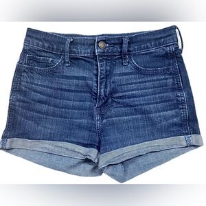 Hollister Denim Jean Dark Wash Cuffed Shorts Size 3 w26 VGUC